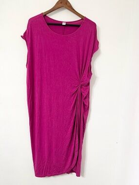 Old Navy Fuchsia Cap Sleeve Ruched Dress 3X Plus